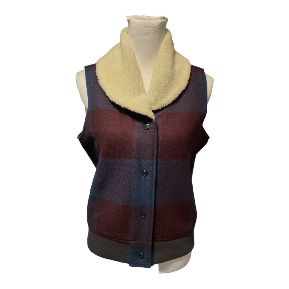 Woolrich Giant Buffalo Plaid Wool Blend Vest Ladies Size S